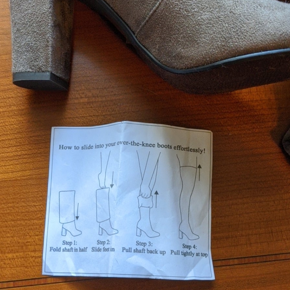 NWOT brown suede over knee boots - Picture 7 of 7